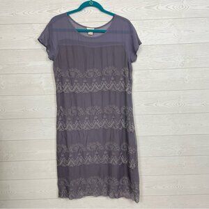 Sundance Silk Chiffon Dress Size Medium Purple Embroidery Bohemian